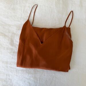 L'AGENCE Rust Spaghetti-Strap V-Neck Maxi Dress